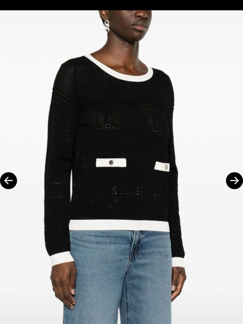 Jason Wu Black and White Crewneck Knit Sweater